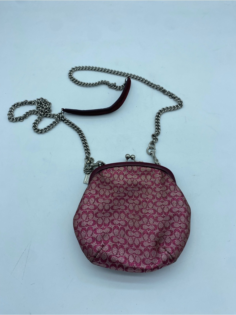 Vintage Coach Pink Signature Mini Chain Crossbody
